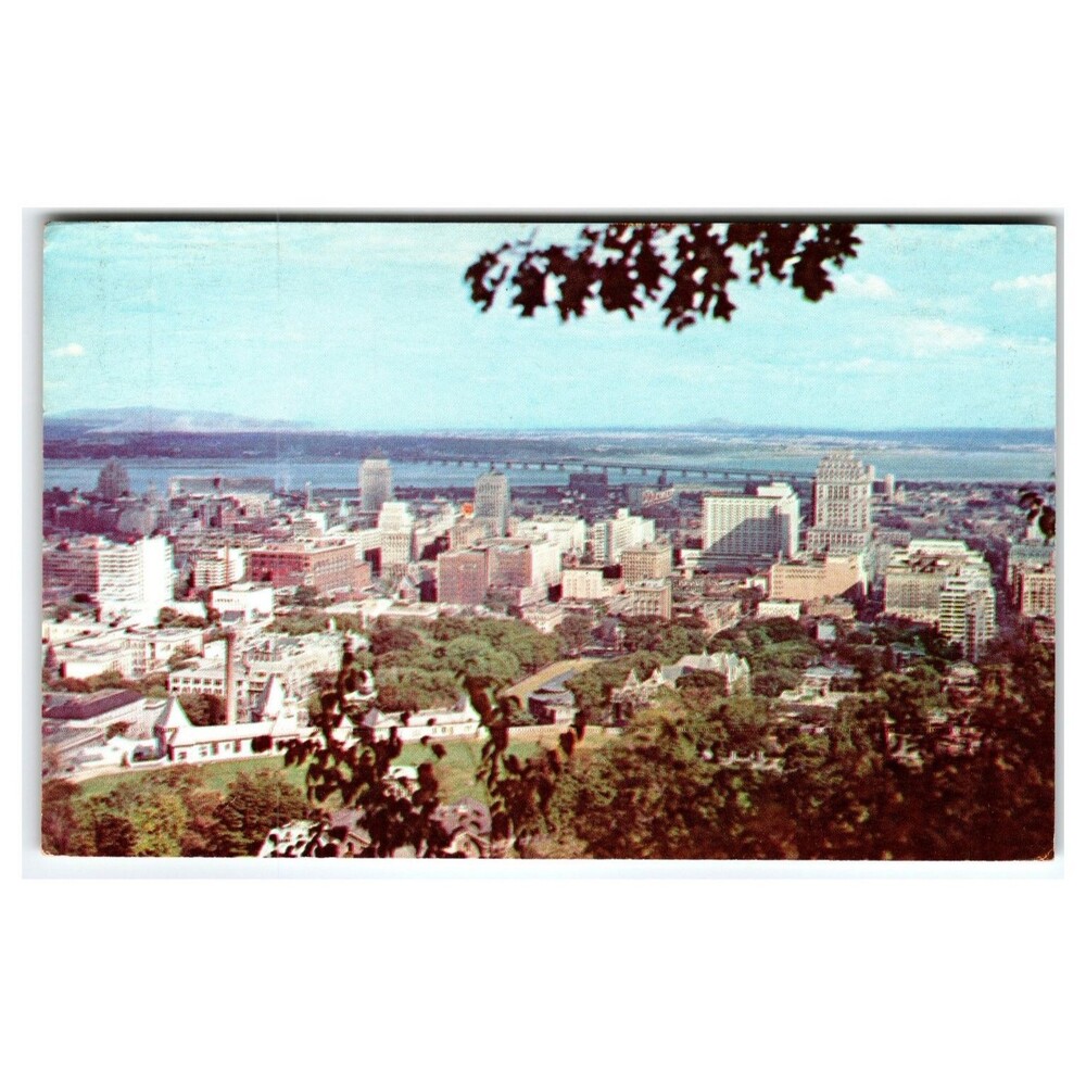 Vintage Montreal Quebec City View Postcard Ciba Ad Canada CNR Photo
